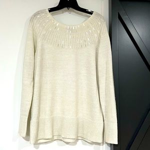 Off white sweater with sparkly beads.